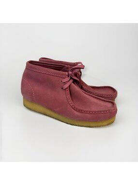 Clarks Wallabee Ankle Shoes Womens Size 8 Pink Dusty Rose Suede Lace Up Comfort